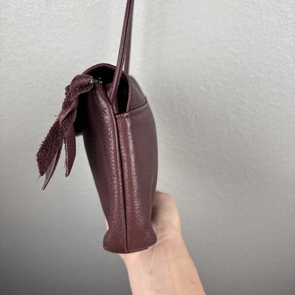 Sven Vintage Flap Crossbody Bag Purse Black Cherry Leather Pockets USA Made - Picture 4 of 9